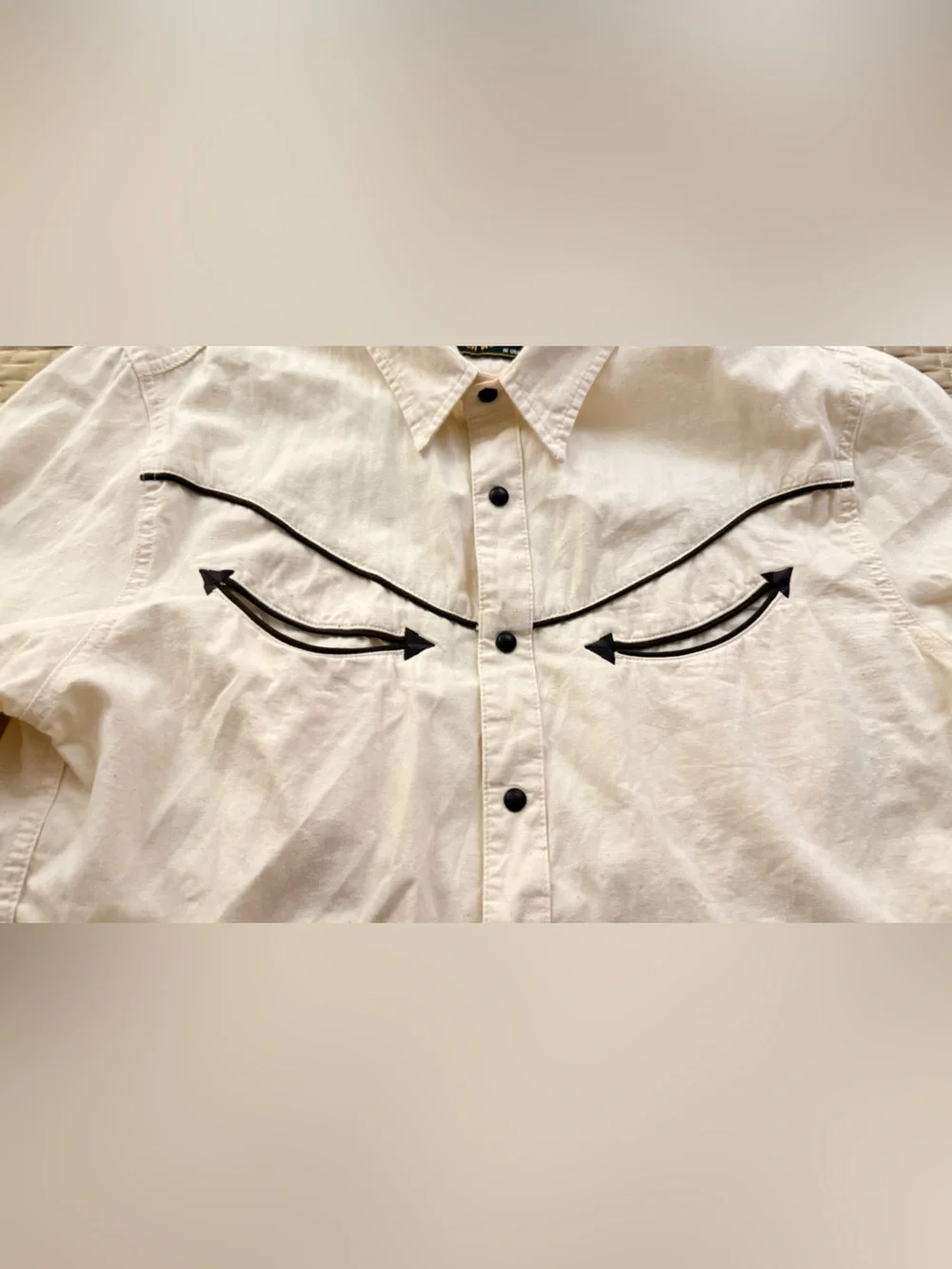 Freenote Cloth Rambler Snap Button Western Shirt L Cream/Brown